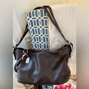 Coach East West Legacy 1417 Tassel Brown Leather Shoulder Handbag- H056-1417